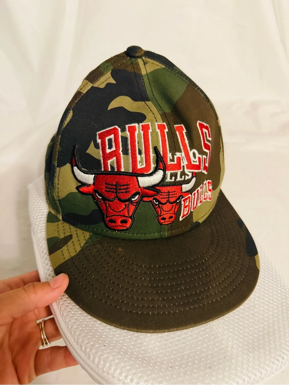 Chicago Bulls New Era 9FIFTY Snapback Hat Camo NBA Double Logo Embroidered
